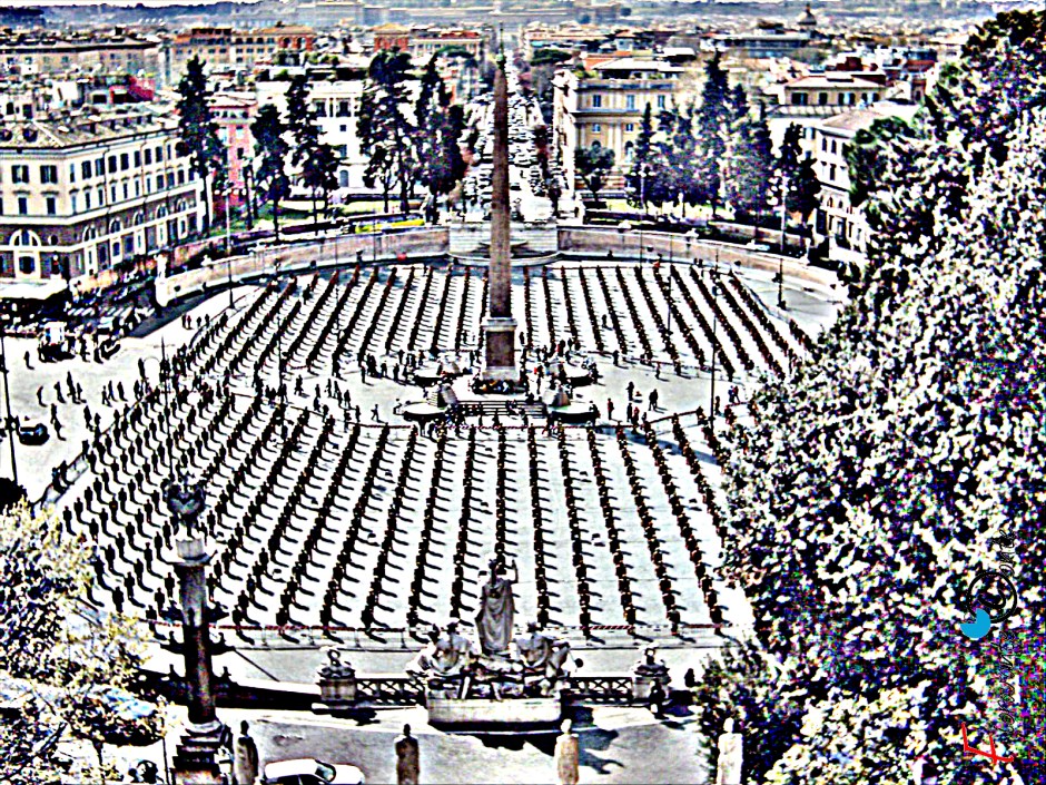 L'esercito di Ha Schult in Piazza del Popolo